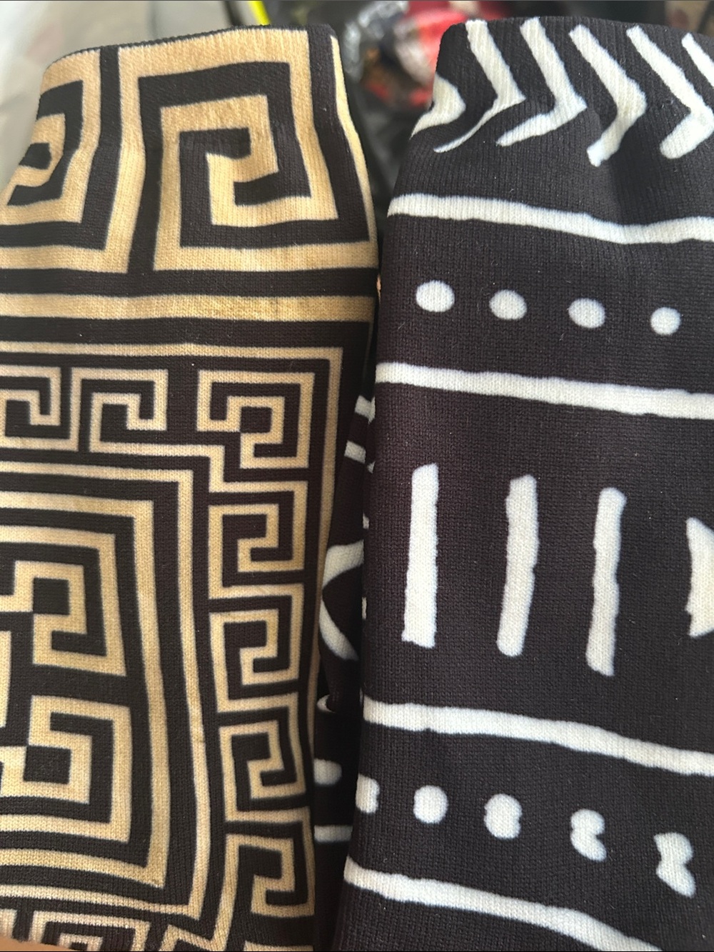 Black and Tan Geometric Patterned Fabric Set Men Socks